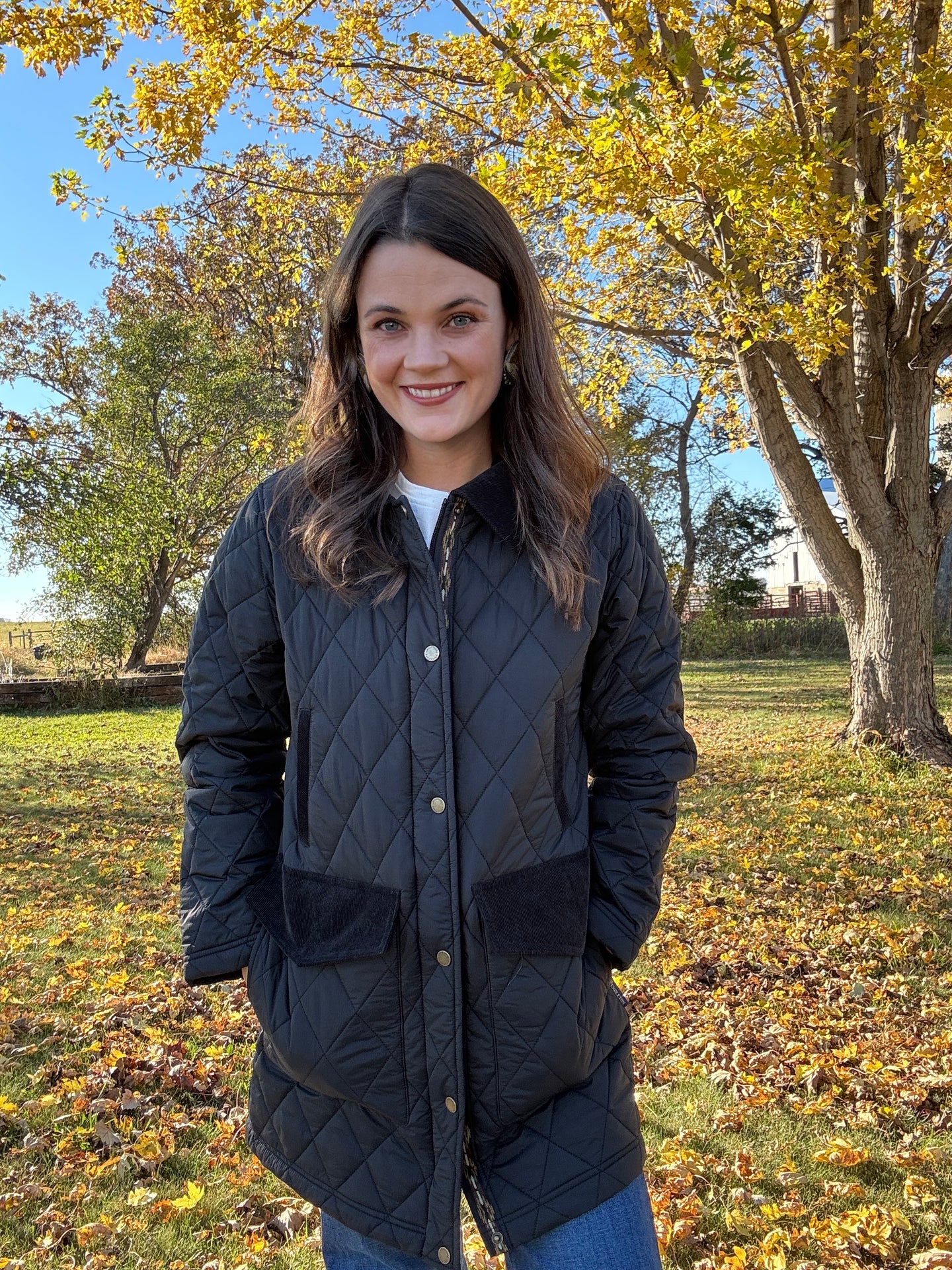 SUN RIVER QUILTED FIELD COAT IN BLACK